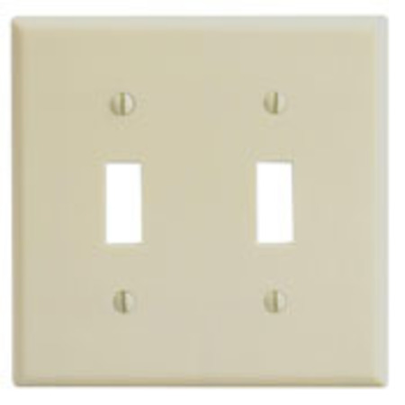 LEVITON Toggle Switch Wall Plate, 2 Gang, Ivory 86009